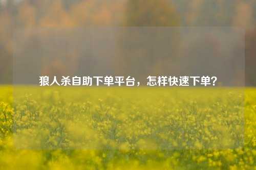 狼人杀自助下单平台，怎样快速下单？