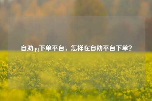 自助qq下单平台，怎样在自助平台下单？